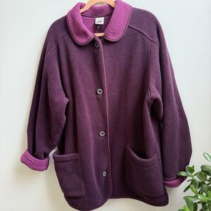 L.L. BEAN Women’s  Jacket Coat Fleece Barn Button Front Made In USA Size XL
